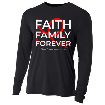 Blood Cancer Awareness Red Ribbon Faith Family Forever Gift Cooling Performance Long Sleeve Crew