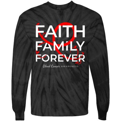 Blood Cancer Awareness Red Ribbon Faith Family Forever Gift Tie-Dye Long Sleeve Shirt