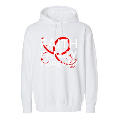 Blood Cancer Awareness Red Ribbon Faith Family Forever Gift Garment-Dyed Fleece Hoodie