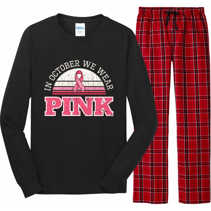 Breast Cancer Awareness Pumpkin Gift In October Long Sleeve Pajama Set