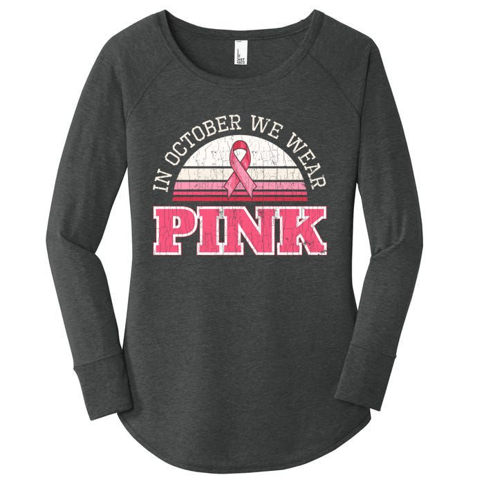 Breast Cancer Awareness Pumpkin Gift In October Women's Perfect Tri Tunic Long Sleeve Shirt