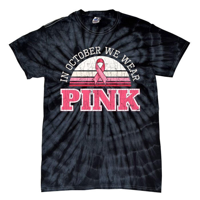 Breast Cancer Awareness Pumpkin Gift In October Tie-Dye T-Shirt