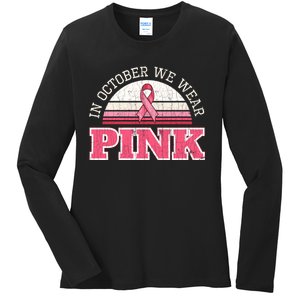 Breast Cancer Awareness Pumpkin Gift In October Ladies Long Sleeve Shirt