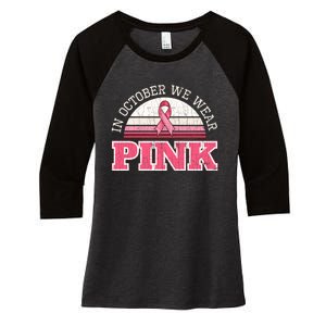 Breast Cancer Awareness Pumpkin Gift In October Women's Tri-Blend 3/4-Sleeve Raglan Shirt