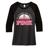 Breast Cancer Awareness Pumpkin Gift In October Women's Tri-Blend 3/4-Sleeve Raglan Shirt