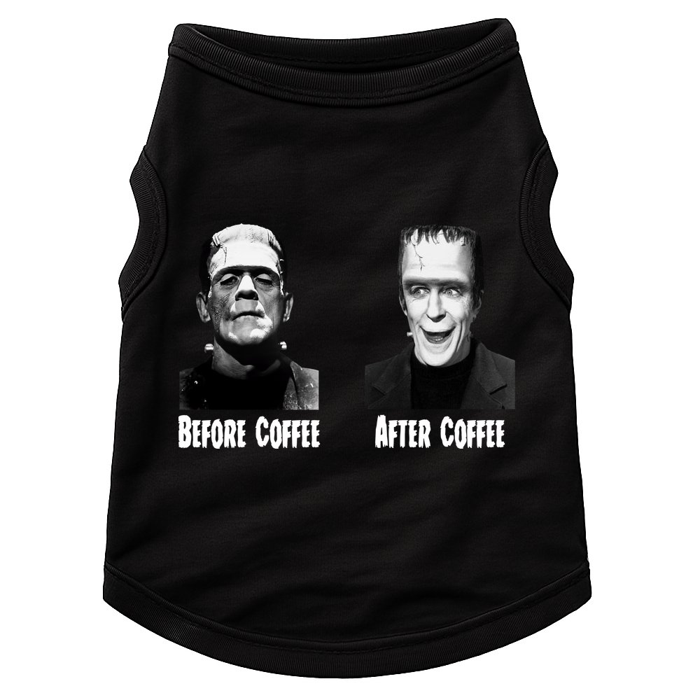 Before Coffee After Coffee Funny Monster Doggie Tank