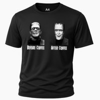 Before Coffee After Coffee Funny Monster Performance Shirt