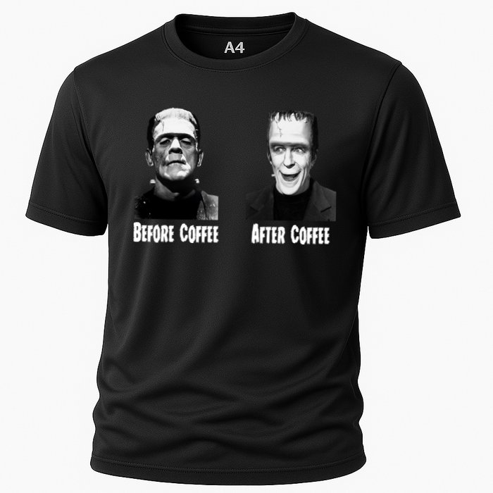 Before Coffee After Coffee Funny Monster Performance Shirt