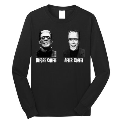 Before Coffee After Coffee Funny Monster Long Sleeve Shirt