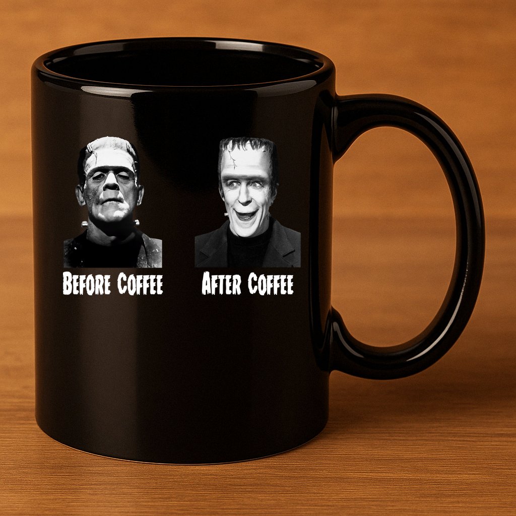 Before Coffee After Coffee Funny Monster 11oz C Handle Ceramic Mug