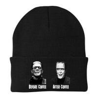 Before Coffee After Coffee Funny Monster Beanie
