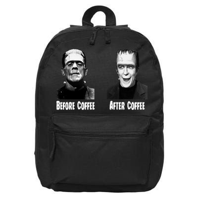 Before Coffee After Coffee Funny Monster 16 in Basic Backpack