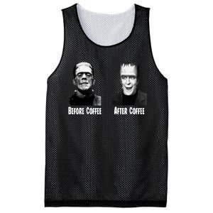 Before Coffee After Coffee Funny Monster Mesh Reversible Basketball Jersey Tank