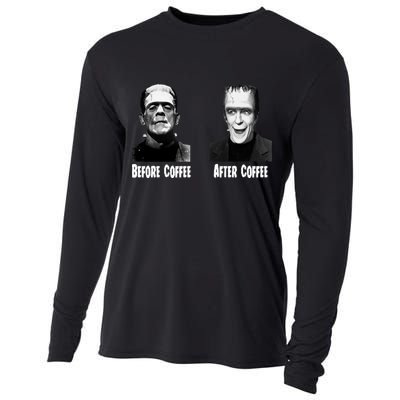 Before Coffee After Coffee Funny Monster Cooling Performance Long Sleeve Crew
