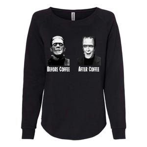 Before Coffee After Coffee Funny Monster Womens California Wash Sweatshirt