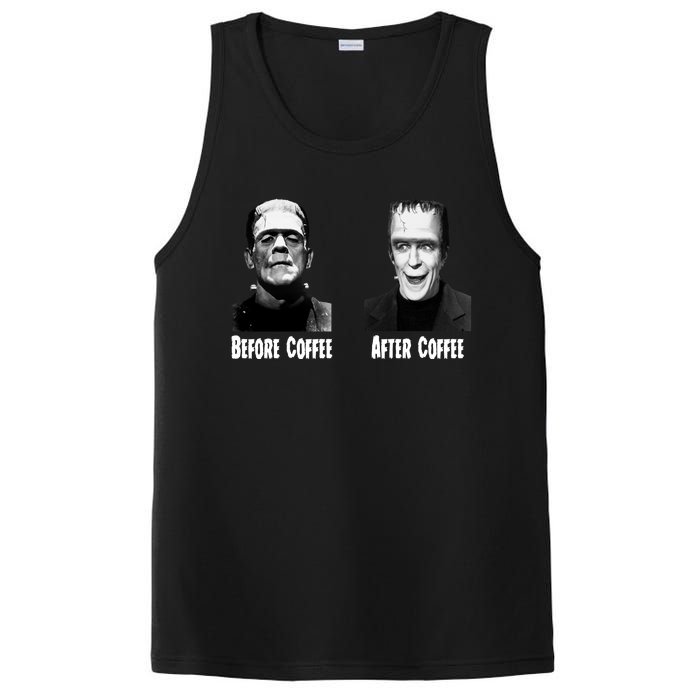 Before Coffee After Coffee Funny Monster PosiCharge Competitor Tank