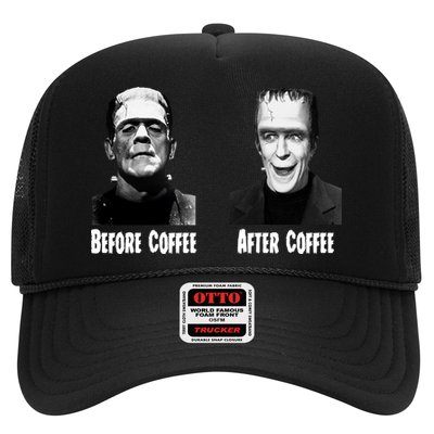 Before Coffee After Coffee Funny Monster Trucker Hat