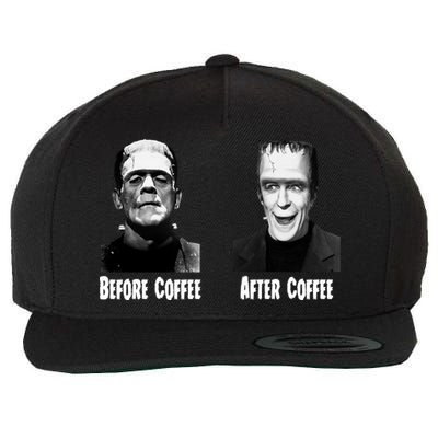 Before Coffee After Coffee Funny Monster Wool Snapback Cap