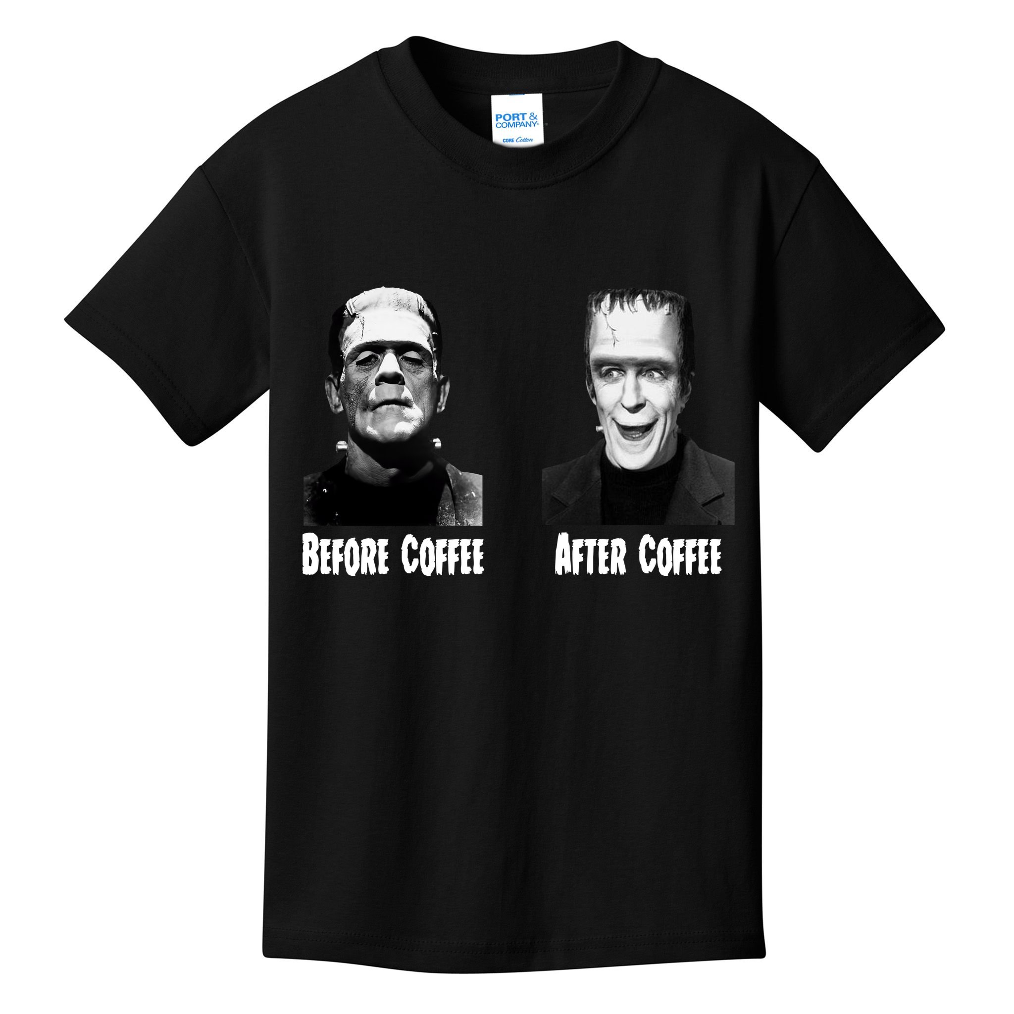Before Coffee After Coffee Funny Monster Kids T-Shirt