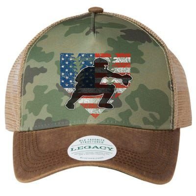 Baseball Catcher American Flag Home Plate Funny Gift Legacy Tie Dye Trucker Hat
