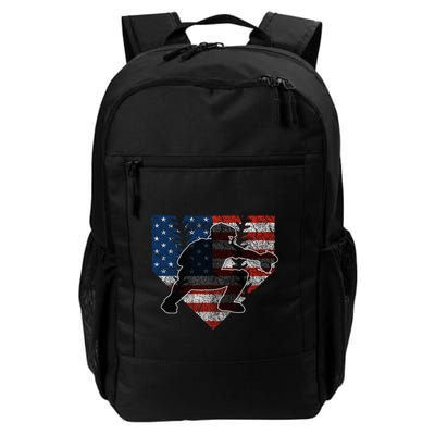 Baseball Catcher American Flag Home Plate Funny Gift Backpack