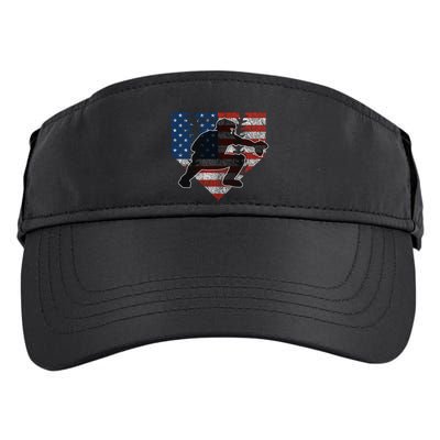 Baseball Catcher American Flag Home Plate Funny Gift Adult Drive Performance Visor