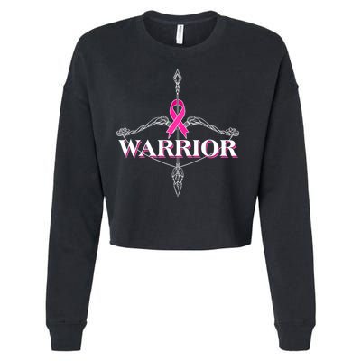Breast Cancer Awareness Warrior Vintage Bow And Arrow Cropped Pullover Crew