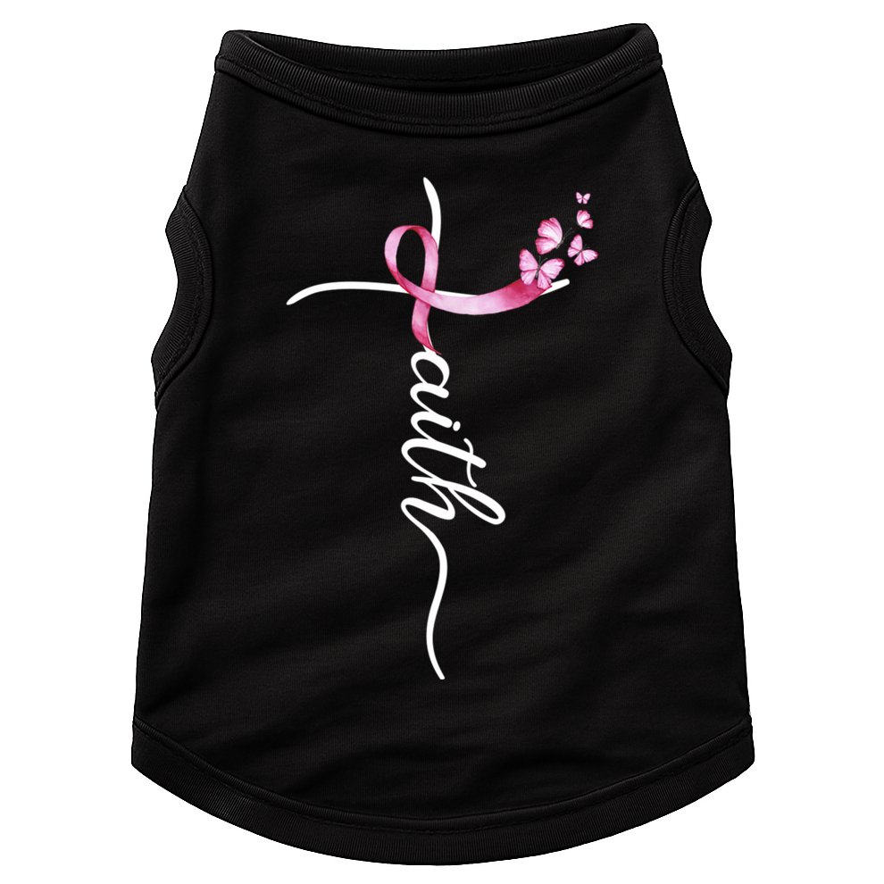 Breast Cancer Awareness Faith Cross Pink Ribbon Doggie Tank
