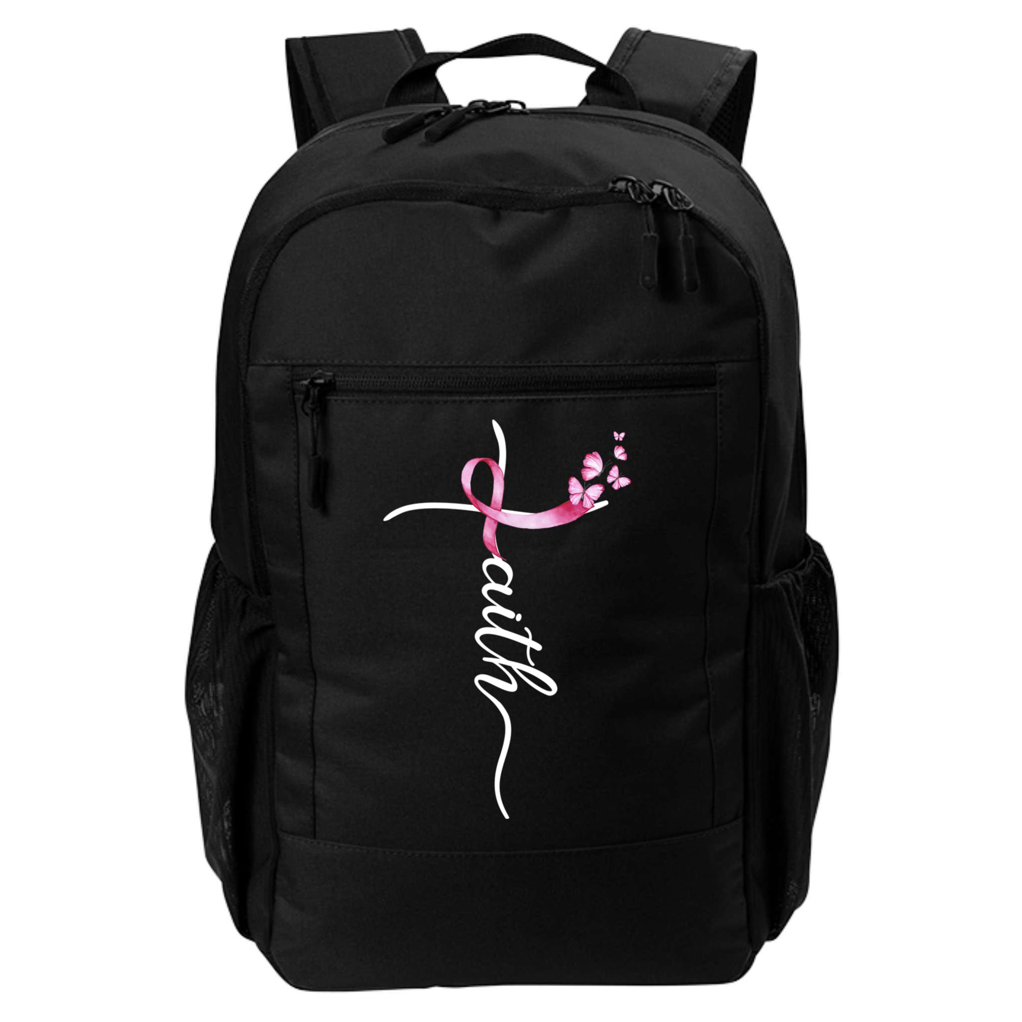 Breast Cancer Awareness Faith Cross Pink Ribbon Backpack