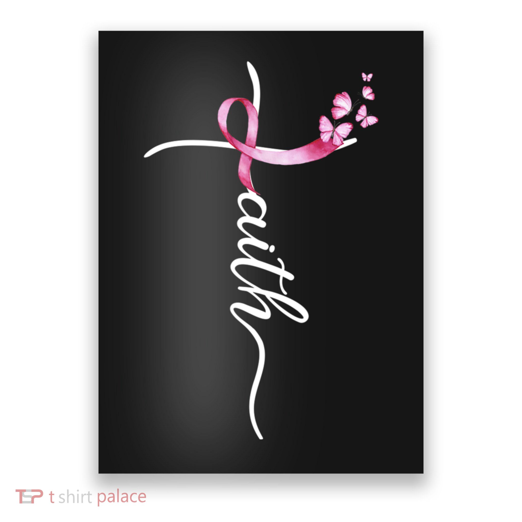 Breast Cancer Awareness Faith Cross Pink Ribbon Poster
