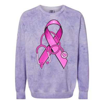 Breast Cancer Awareness Pink Ribbon Stethoscope Colorblast Crewneck Sweatshirt