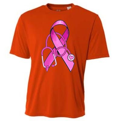 Breast Cancer Awareness Pink Ribbon Stethoscope Cooling Performance Crew T-Shirt