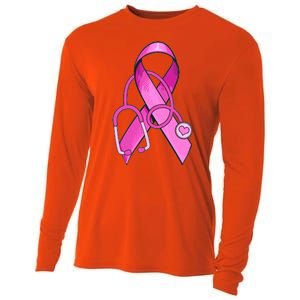 Breast Cancer Awareness Pink Ribbon Stethoscope Cooling Performance Long Sleeve Crew