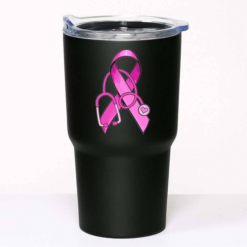 Breast Cancer Awareness Pink Ribbon Stethoscope Tumbler
