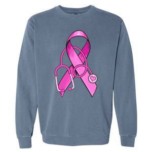 Breast Cancer Awareness Pink Ribbon Stethoscope Garment-Dyed Sweatshirt