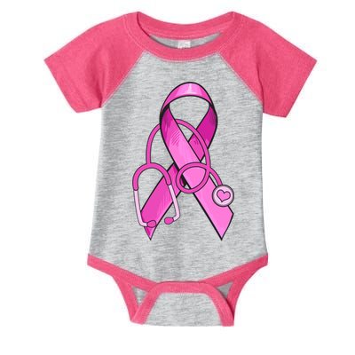 Breast Cancer Awareness Pink Ribbon Stethoscope Infant Baby Jersey Bodysuit