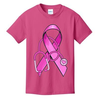 Breast Cancer Awareness Pink Ribbon Stethoscope Kids T-Shirt