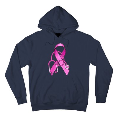 Breast Cancer Awareness Pink Ribbon Stethoscope Hoodie