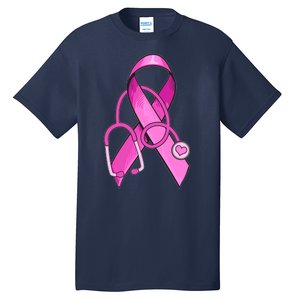 Breast Cancer Awareness Pink Ribbon Stethoscope Tall T-Shirt