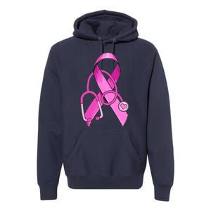 Breast Cancer Awareness Pink Ribbon Stethoscope Premium Hoodie