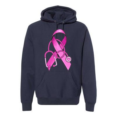 Breast Cancer Awareness Pink Ribbon Stethoscope Premium Hoodie