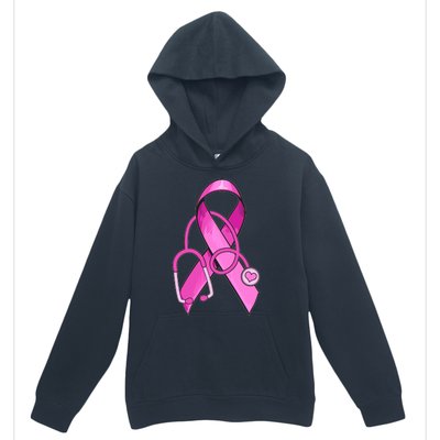 Breast Cancer Awareness Pink Ribbon Stethoscope Urban Pullover Hoodie