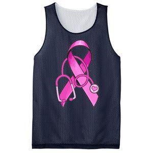 Breast Cancer Awareness Pink Ribbon Stethoscope Mesh Reversible Basketball Jersey Tank