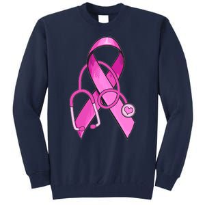 Breast Cancer Awareness Pink Ribbon Stethoscope Tall Sweatshirt