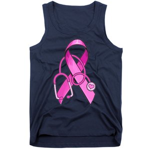 Breast Cancer Awareness Pink Ribbon Stethoscope Tank Top