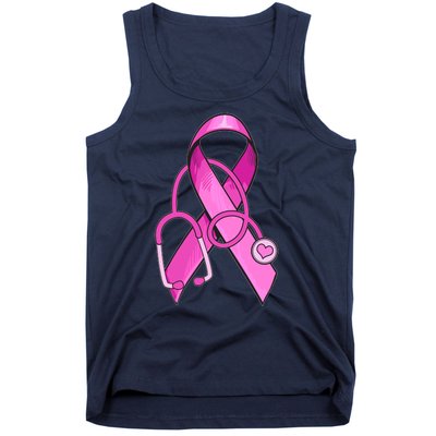 Breast Cancer Awareness Pink Ribbon Stethoscope Tank Top