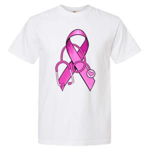 Breast Cancer Awareness Pink Ribbon Stethoscope Garment-Dyed Heavyweight T-Shirt