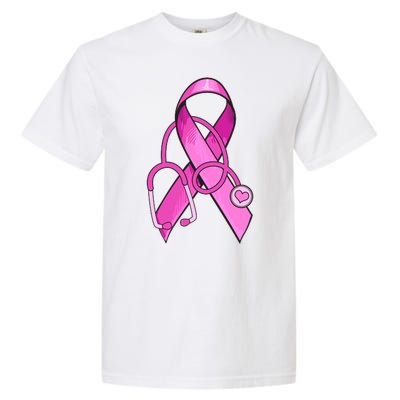 Breast Cancer Awareness Pink Ribbon Stethoscope Garment-Dyed Heavyweight T-Shirt