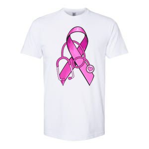 Breast Cancer Awareness Pink Ribbon Stethoscope Softstyle CVC T-Shirt