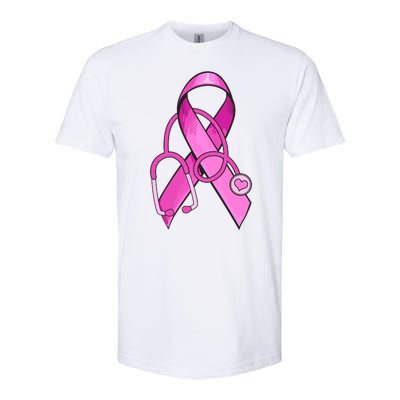 Breast Cancer Awareness Pink Ribbon Stethoscope Softstyle CVC T-Shirt